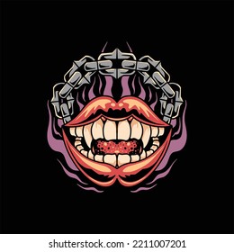 diseño vectorial de tatuaje de boca grande