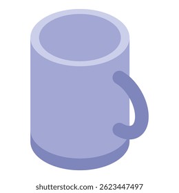 Big mug standing on white background, purple cup for tea or coffee
