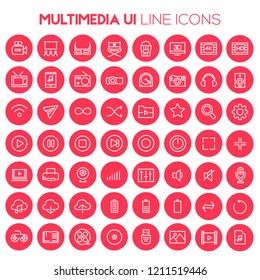 Big Multimedia icon set, trendy line icons collection