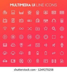 Big Multimedia icon set, trendy linear icons