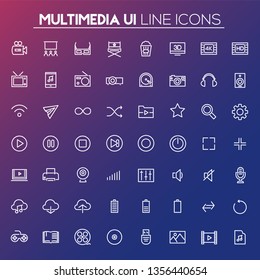 Big Multimedia icon set, trendy line icons collection