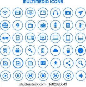 Big multimedia icon set, trendy flat icons collection