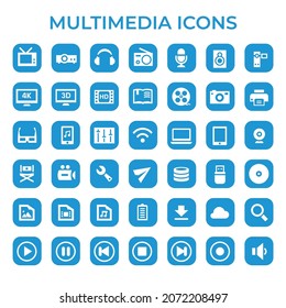 Big Multimedia-Icon-Set, trendige Flachikonen