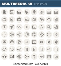 Big multimedia linear icons collection