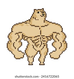 Big muscular dog, pixel art meme