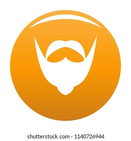Big mustache and beard icon. Simple illustration of big mustache and beard vector icon for any design orange