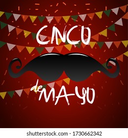 Big mustache. Cinco de mayo template - Vector illustration