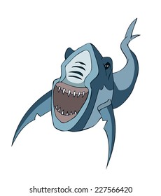Big Nasty Blue Shark ready to Attack with a wide open Mouth.
