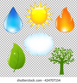 Juego ecológico Big Nature, aislado en fondo transparente, con malla gradiente, ilustración vectorial