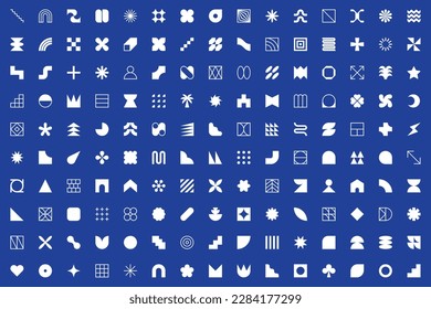 Big neo geo shapes collection. Abstract symbols set. vector elements. Geometric icons. Isolated modern signs.