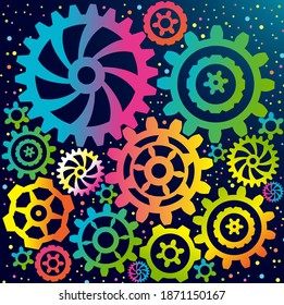 big neon mechanik gears pattern