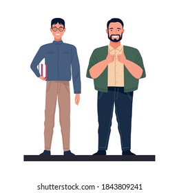 big and nerd men perfectly imperfect characters vector illustration design