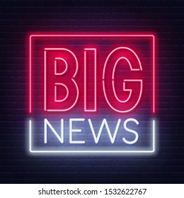 Big news neon sign on a dark background.