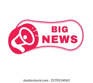 Big news vector icon megaphone, banner symbol modern design badge. Red graphic sign.