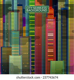 Big night city seamless vector background. Concept of lifestyle