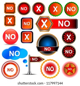 Big no icons set on a white background