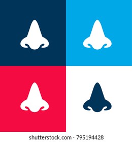 Big Nose four color material and minimal icon logo set in red and blue