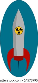 Gran cohete nuclear, ilustración, vector sobre fondo blanco.