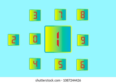 The big number is 1. figures 2 3 4 5 6 7 8 9 0. Vector.