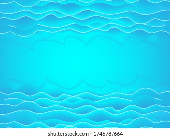 Big ocean wave and tropical island.Vector sea blue background
