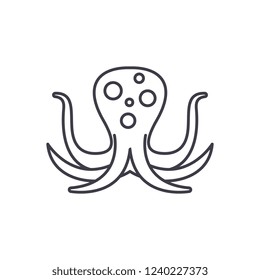 Big octopus line icon concept. Big octopus vector linear illustration, symbol, sign