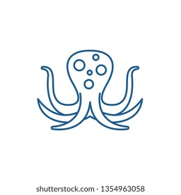 Big octopus line icon concept. Big octopus flat  vector symbol, sign, outline illustration.