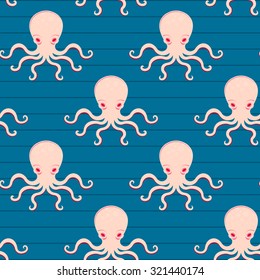 Big octopus seamless pattern, sea monster, underwater food, bright and beautiful seamless pattern, vector illustration