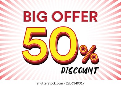 Big Offer 50% Discount. Sale Offer Banner. Big Discount Offer Banner