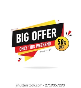 Big Offer 50% Off Banner para descontos especiais, promoções e Mega economia