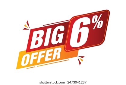 Big offer 6% tag. Sales concept. Vector illustration.