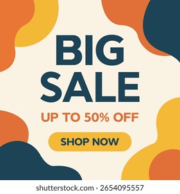Banner de venda de ilustração plana de grande oferta
