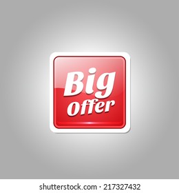 Big Offer Glossy Shiny Square Vector Button