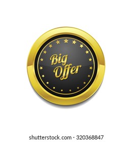 Big Offer Golden Vector Icon Button