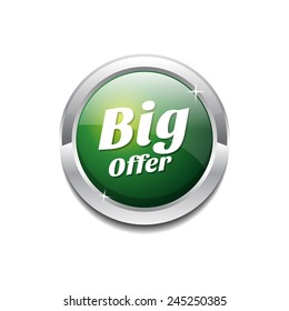Big Offer Green Vector Icon Button