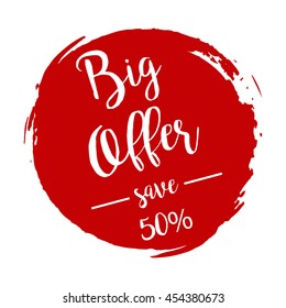 Big Offer grunge style red colored on white background