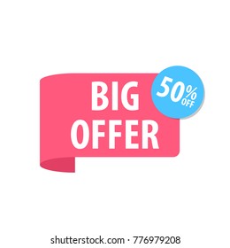 Big offer Label. Isolated on white. Red color. Vector illustration