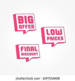 Gran oferta, bajos precios y etiquetas de descuento final