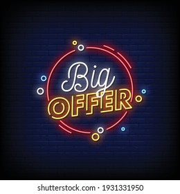 Big Offer Neon Signs Style Text Vector