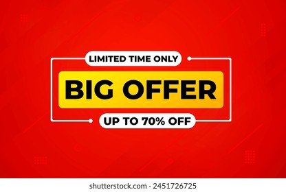 Big offer sale banner. Special offer price label design. Product discount festival tag design. Big offer promotion banner template. Flat sale Vector Illustration.