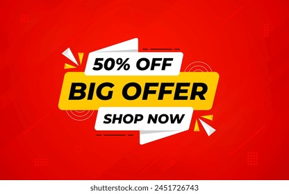 Big offer sale banner. Special offer price label design. Product discount festival tag design. Big offer promotion banner template. Flat sale Vector Illustration.