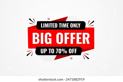 Big offer sale banner. Special offer price label design. Product discount festival tag design. Big offer promotion banner template. Flat sale Vector Illustration.