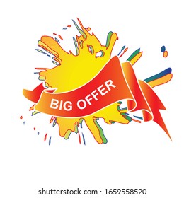 big offer sale label label is a piece of paper,plastic film,cloth,metal or other material affixed to a container or product.
