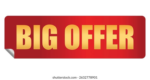 Big offer sale sticker. Red price tag discount promo label design template. Vector illustration