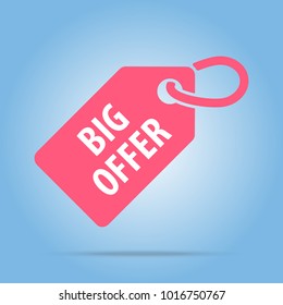 Big offer tag. Red color. Vector illustration