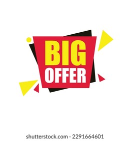 Big offer vector tag design. Special offer template for business promotion. Big sale discount badge for banner, poster, flyer, card design.