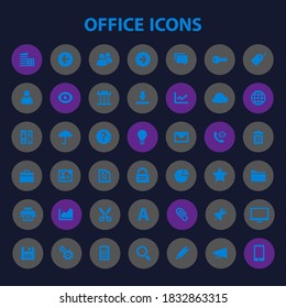 Big Office icon set, trendy flat icons