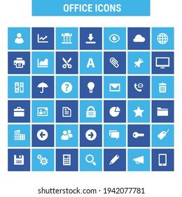 Big Office icon set, trendy flat icons