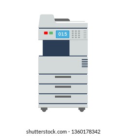 Big Office Multi-function Printer Scanner Or Copier. Office Printer Icon. Flat Color Vector Illustration.