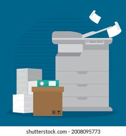 Big Office Printer Stack Papers Around Stock Vector (Royalty Free ...