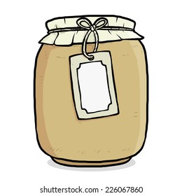 big, old bottle with paper label / cartoon vector and illustration, hand drawn style, isolated on white background.